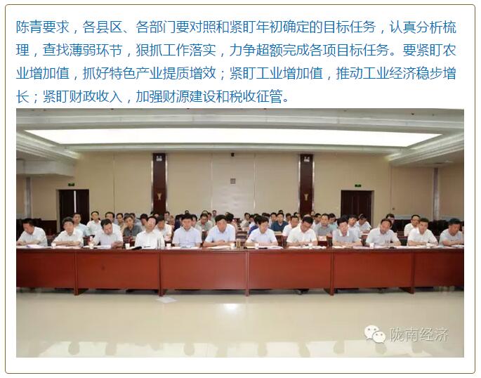 陳青在市政府全體會議上強(qiáng)調(diào)：緊盯一個目標(biāo)抓好九大任務(wù)落實(shí)強(qiáng)化三項(xiàng)保障，確保全市經(jīng)濟(jì)社會持續(xù)快速發(fā)展